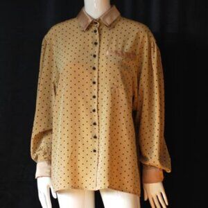 Louis Feraud Exquisite Boutique Vintage Dot Blouse With Double Collar - Germany